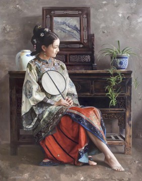 ブラケットプラント中国の女の子 Oil Paintings